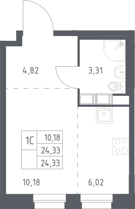 Планировка 24.33 м²
