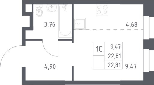 Планировка 22.81 м²