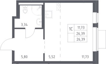 Планировка 26.39 м²