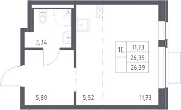 Планировка 26.39 м²