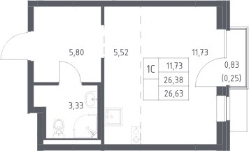 Планировка 26.63 м²