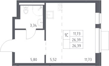 Планировка 26.39 м²