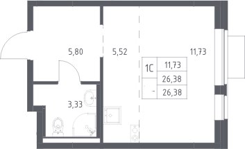 Планировка 26.38 м²