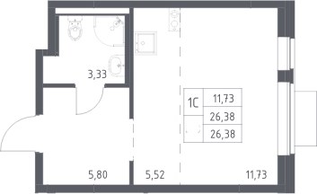 Планировка 26.38 м²