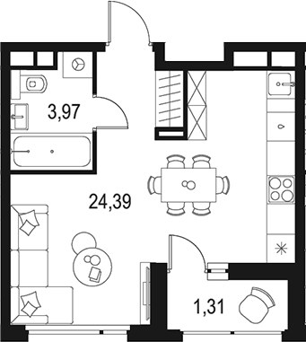 Планировка 29.67 м²