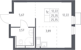 Планировка 25.35 м²
