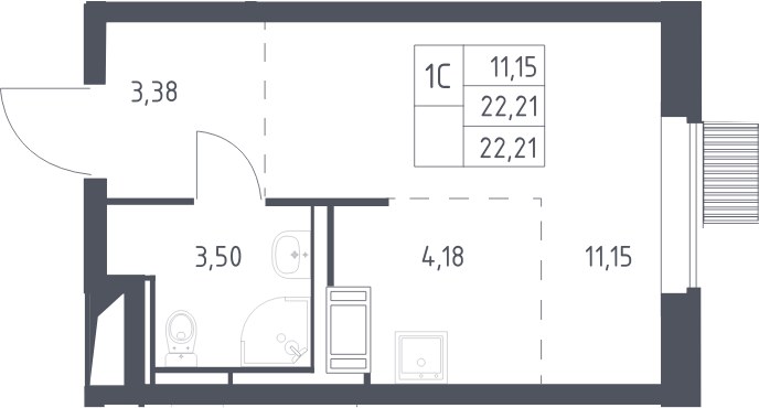 Планировка 22.21 м²