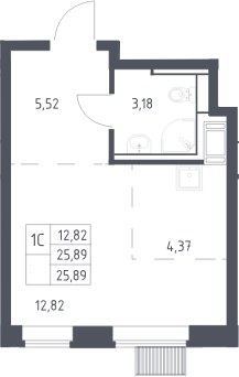 Планировка 25.89 м²