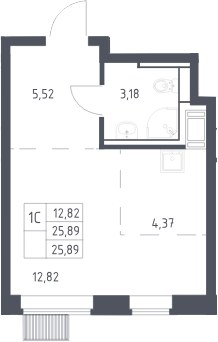 Планировка 25.89 м²