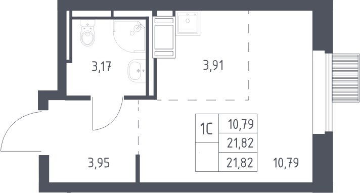 Планировка 21.82 м²