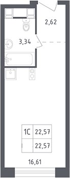 Планировка 22.57 м²
