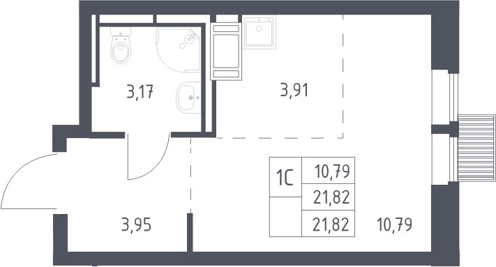 Планировка 21.82 м²