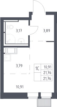 Планировка 21.76 м²