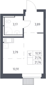 Планировка 21.76 м²