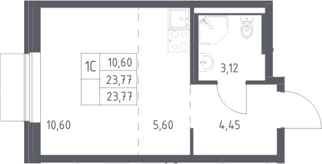 Планировка 23.77 м²
