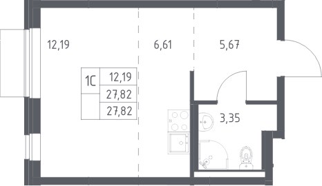 Планировка 27.82 м²