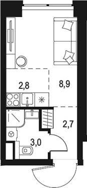 Планировка 17.4 м²