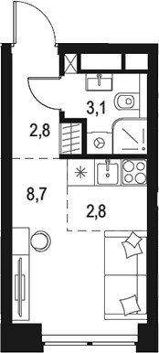 Планировка 17.4 м²