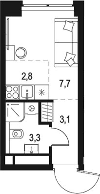 Планировка 16.9 м²