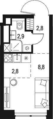 Планировка 17.3 м²