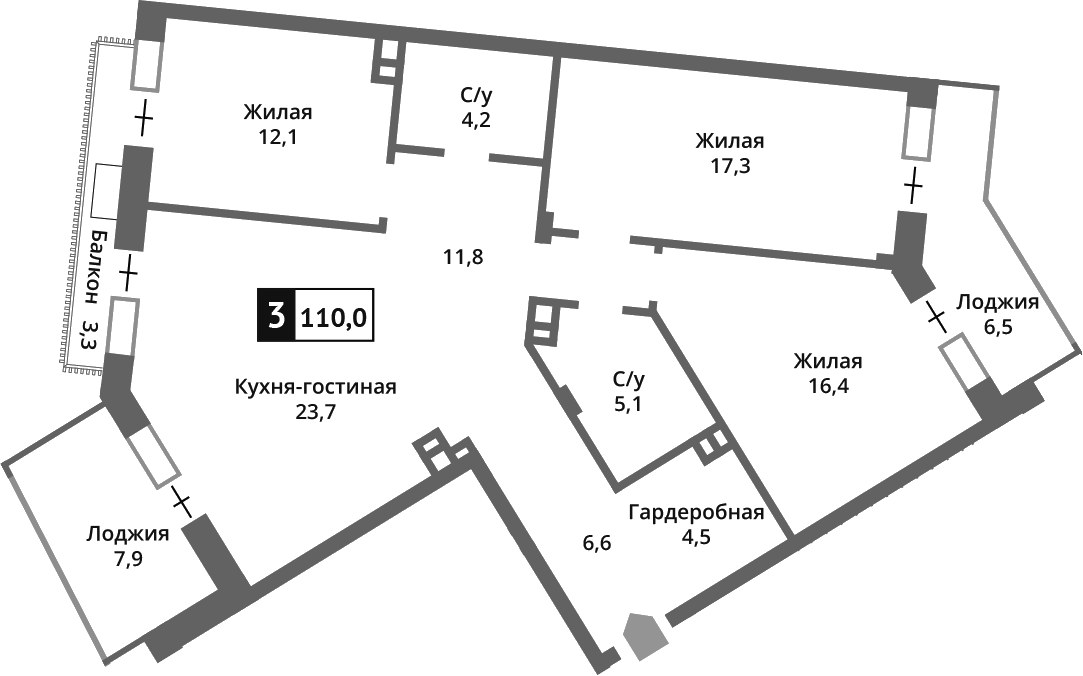 Планировка 101.9 м²