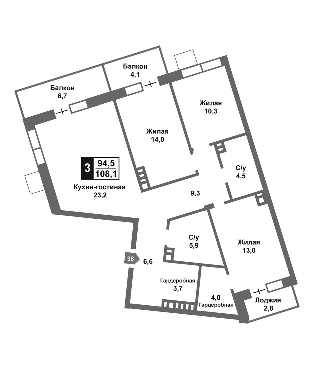 Планировка 94.5 м²