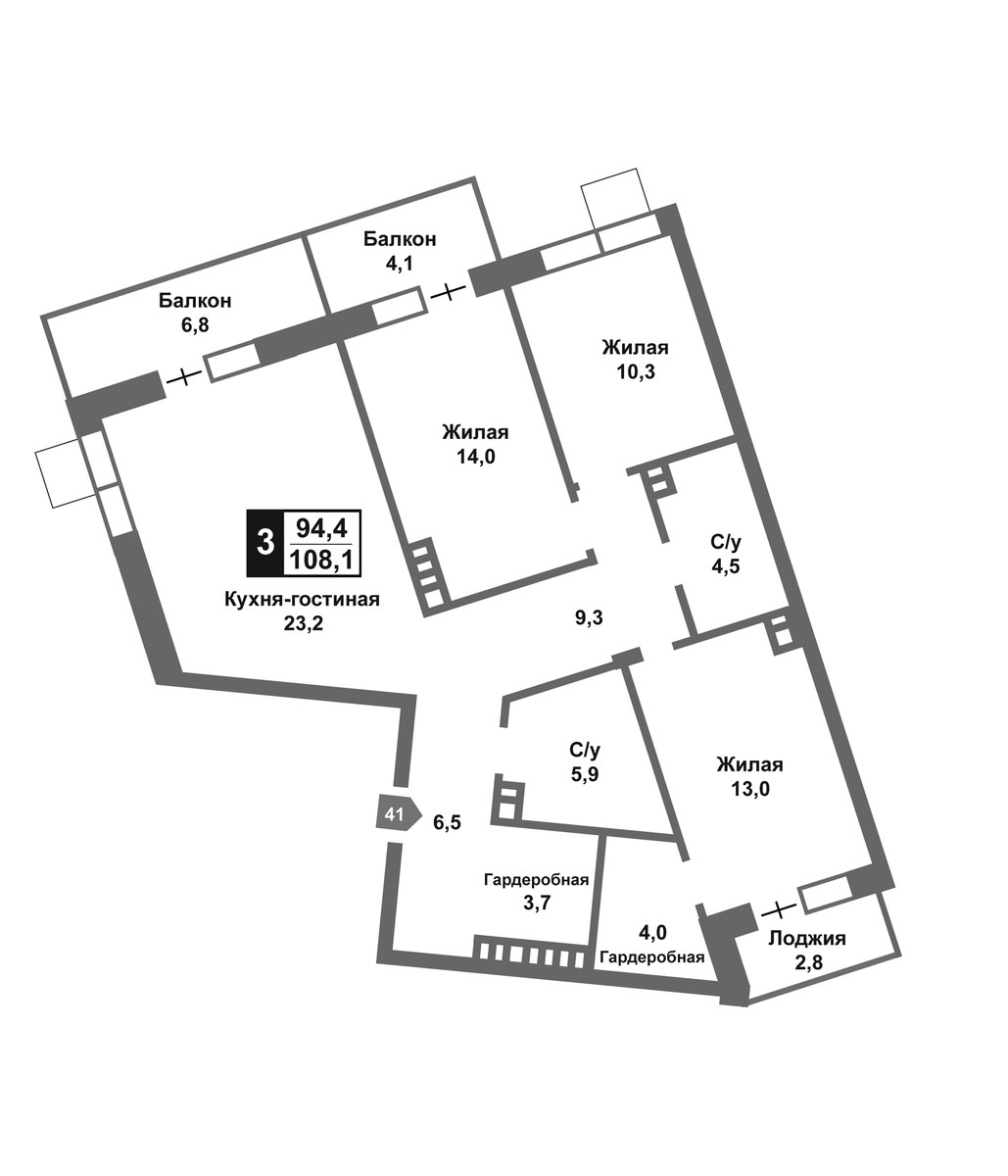 Планировка 94.4 м²