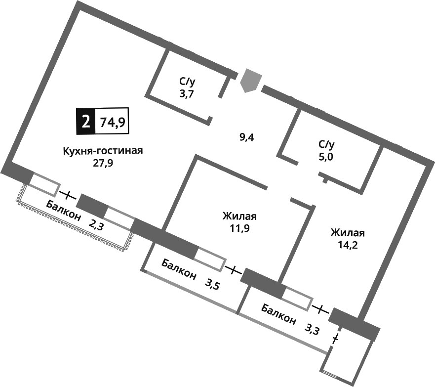 Планировка 72.2 м²