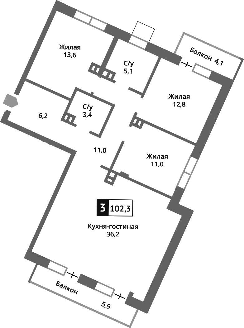 Планировка 99.8 м²
