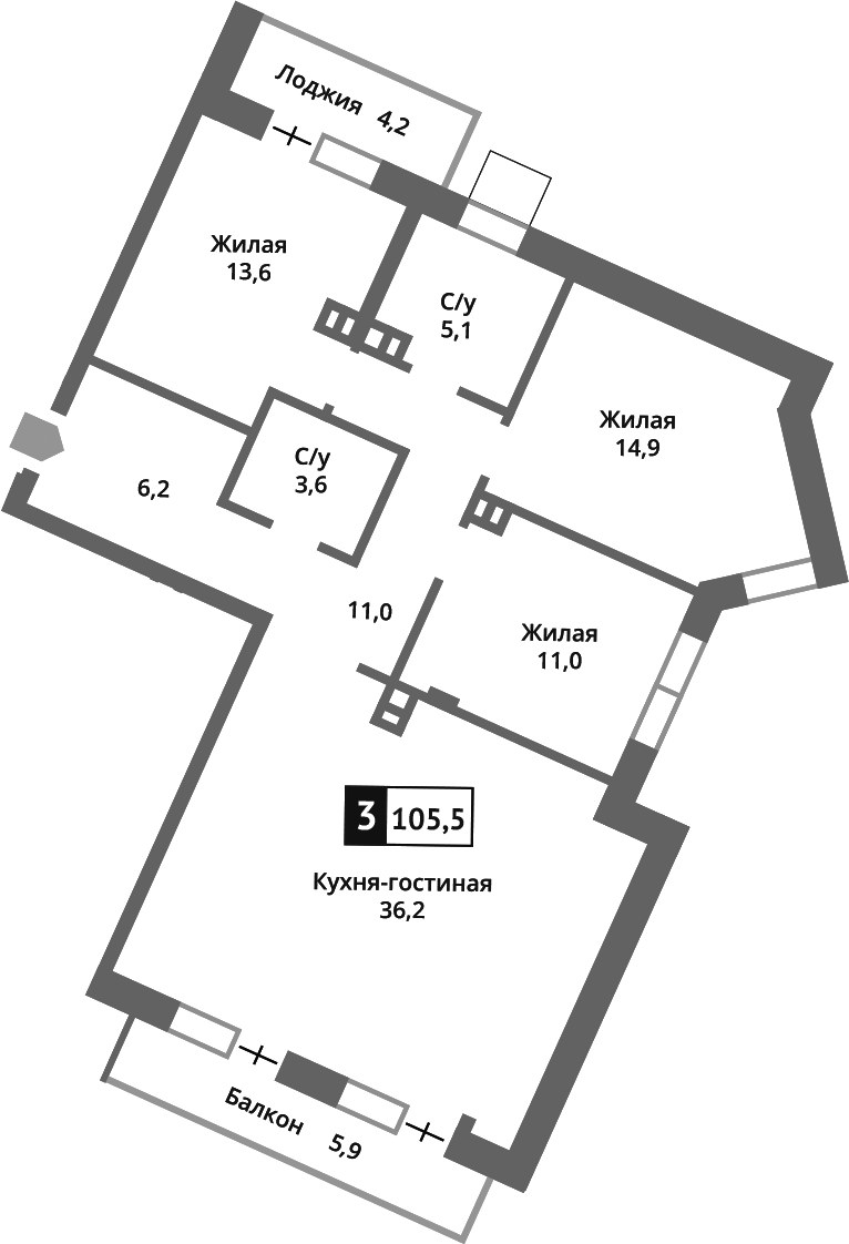 Планировка 101.8 м²