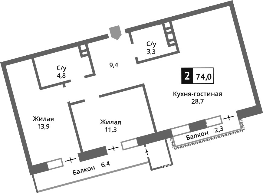 Планировка 71.5 м²