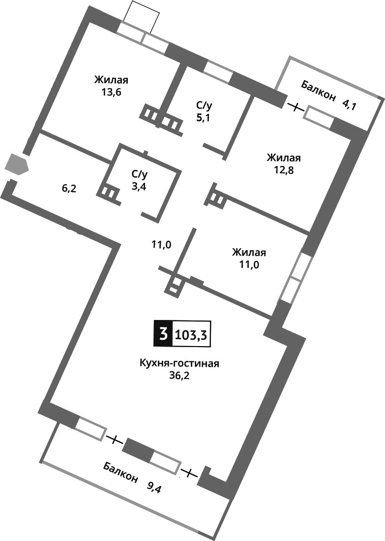 Планировка 99.8 м²