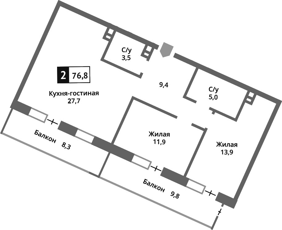 Планировка 71.6 м²