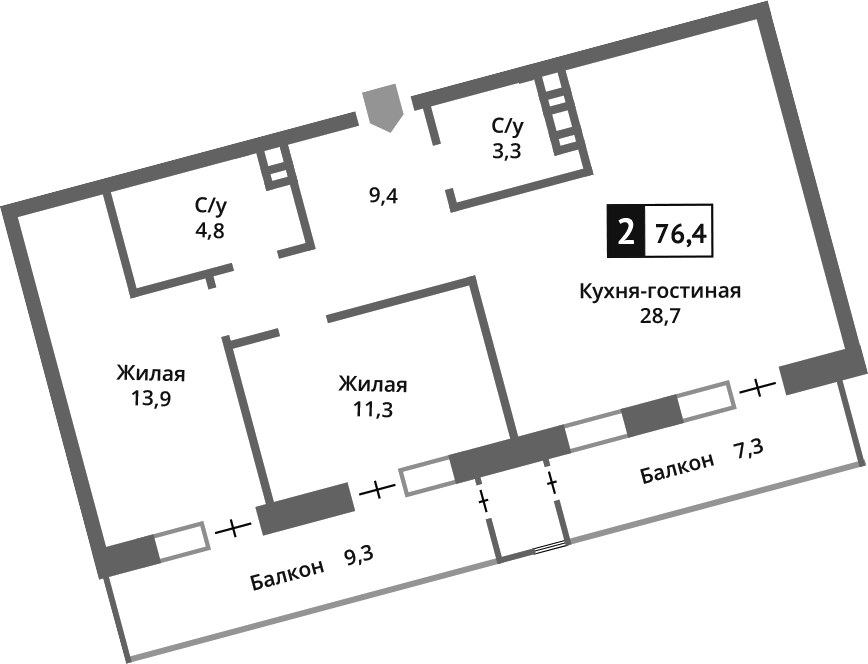 Планировка 71.5 м²