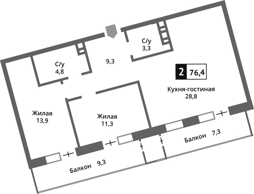 Планировка 71.2 м²