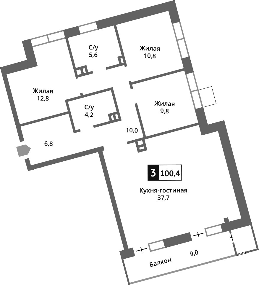 Планировка 98.0 м²