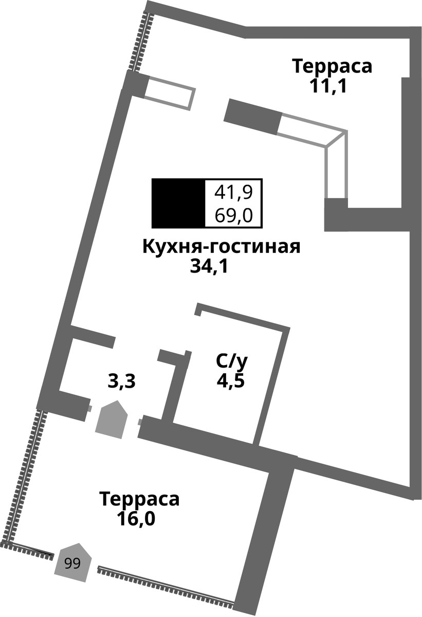 Планировка 69.0 м²