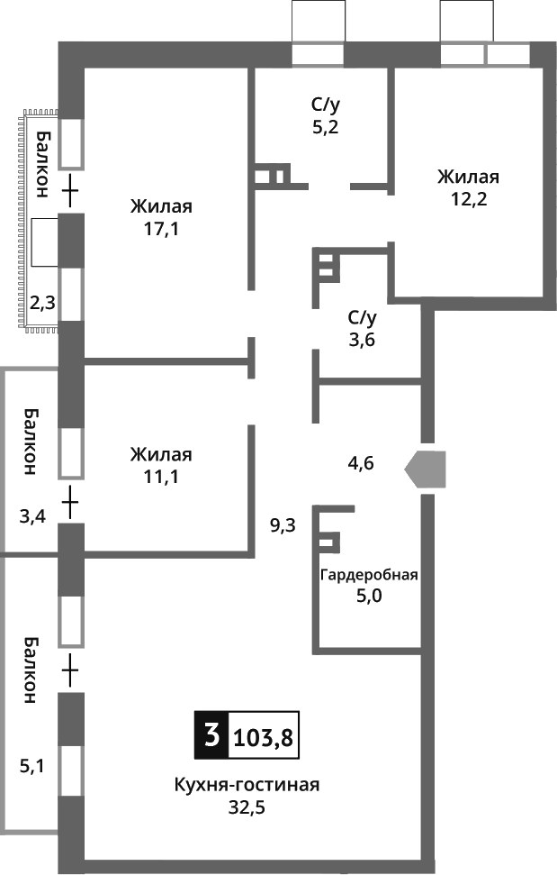 Планировка 100.6 м²