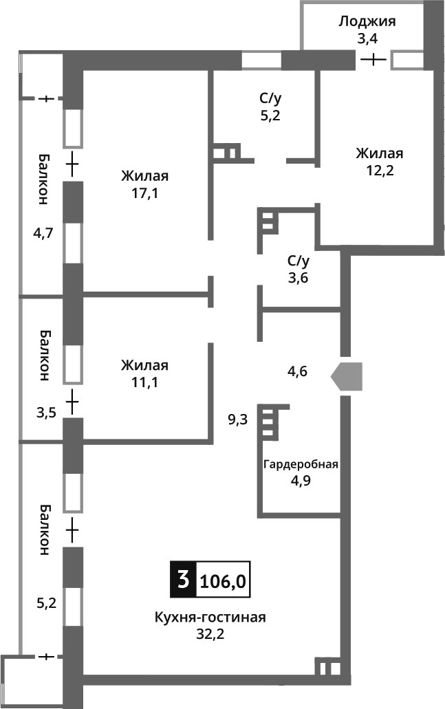 Планировка 100.0 м²