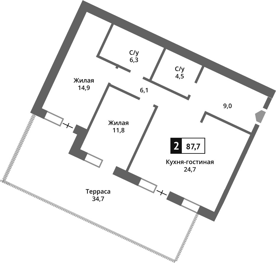 Планировка 77.3 м²