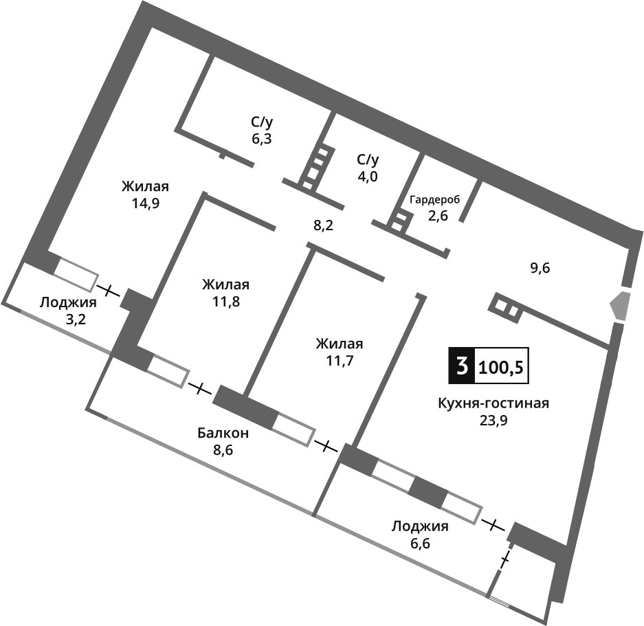 Планировка 93.3 м²