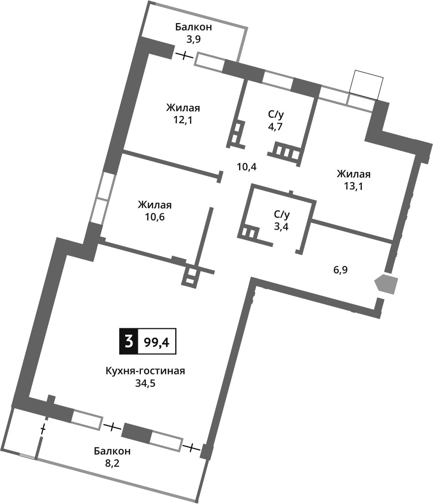 Планировка 95.8 м²