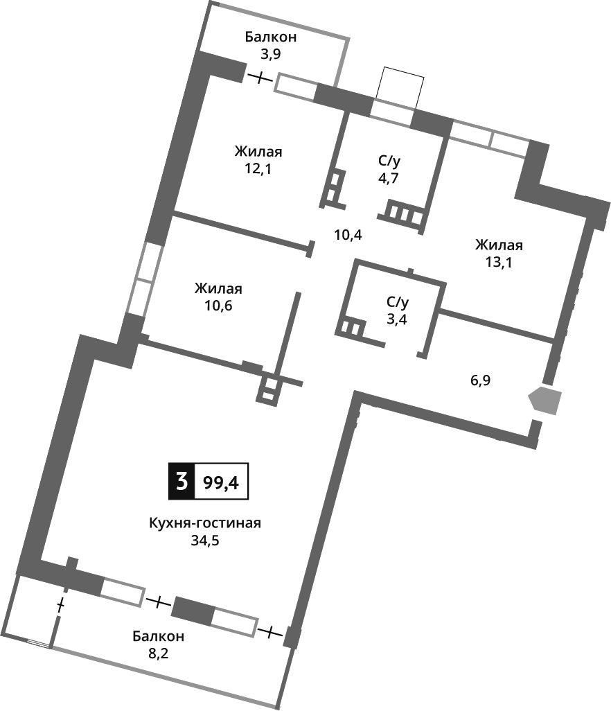 Планировка 95.7 м²