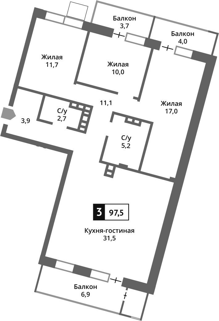 Планировка 93.0 м²