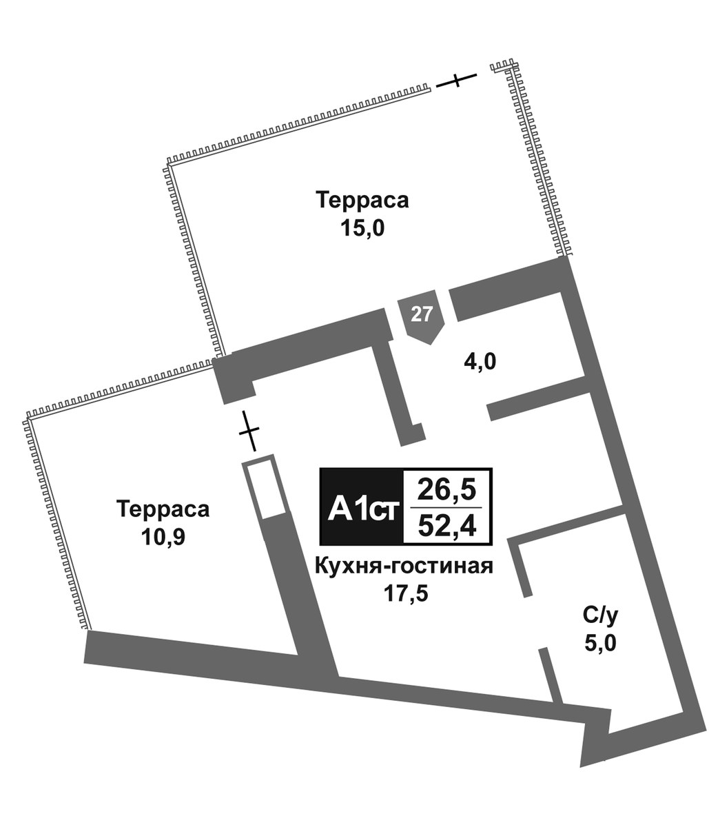 Планировка 52.4 м²