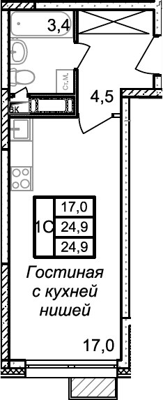 Планировка 24.9 м²