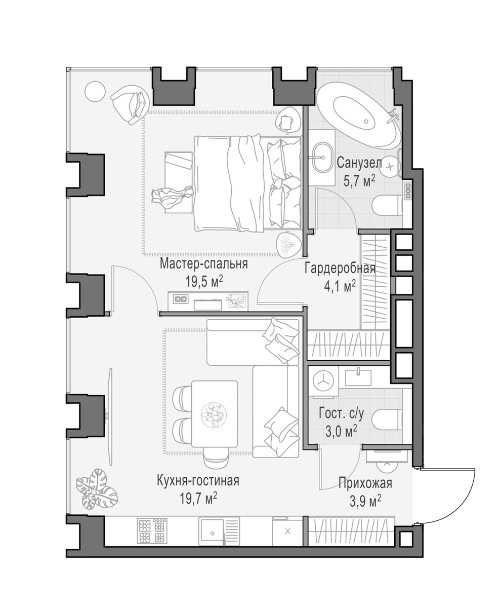 Планировка 56.2 м²
