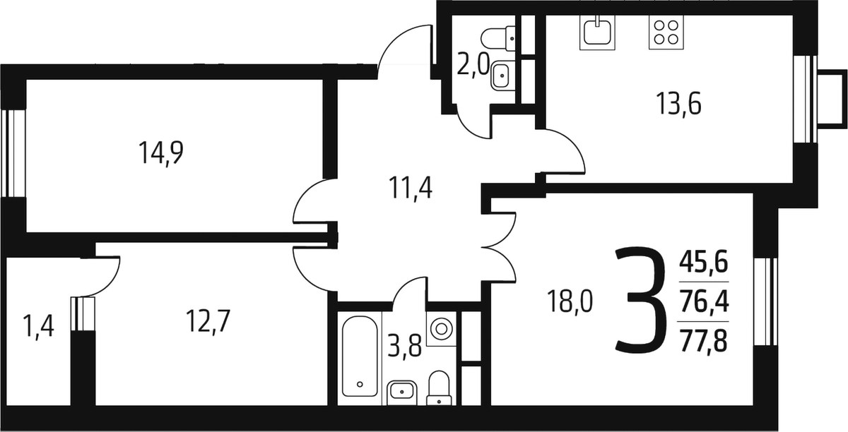 Планировка 77.8 м²