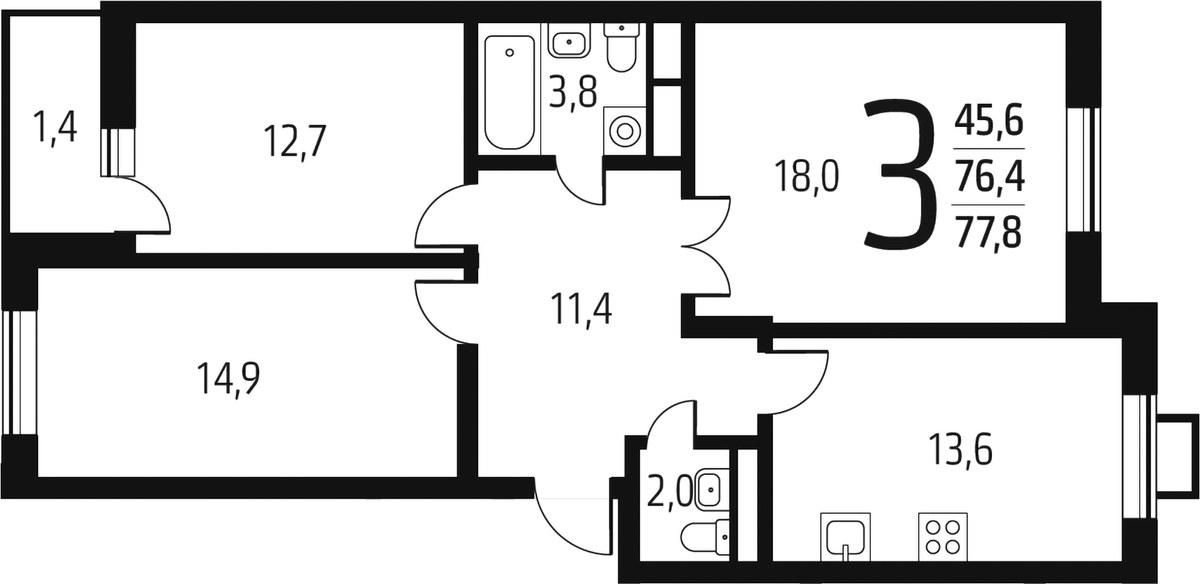 Планировка 77.8 м²