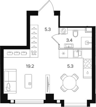 Планировка 33.2 м²